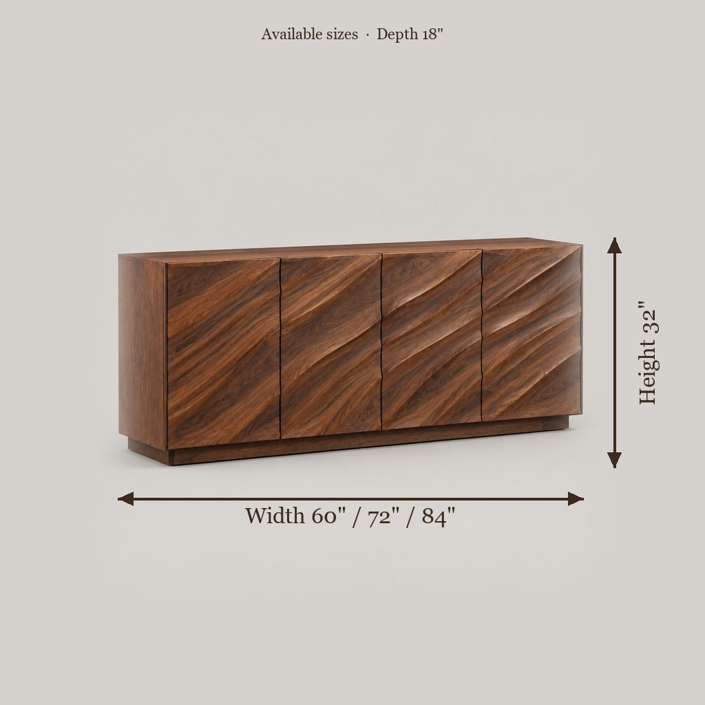 Atelier Wave Carved Sideboard size chart