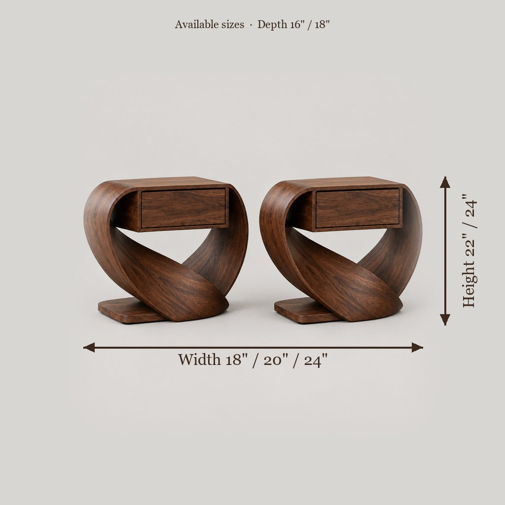 Atelier Ribbon Nightstands, Set of 2 size chart
