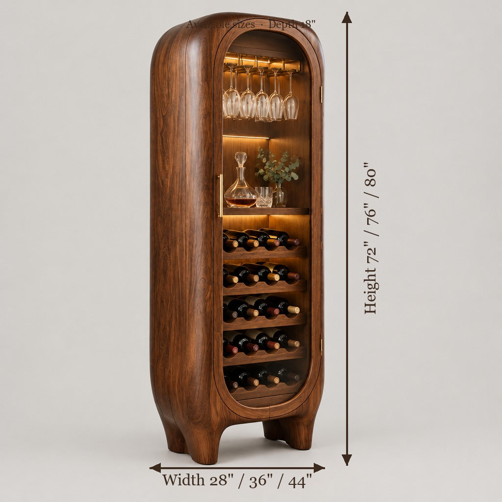 Atelier Sculpted Wine Cabinet size chart