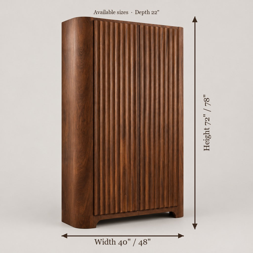 Atelier Sculpted Armoire Wardrobe size chart