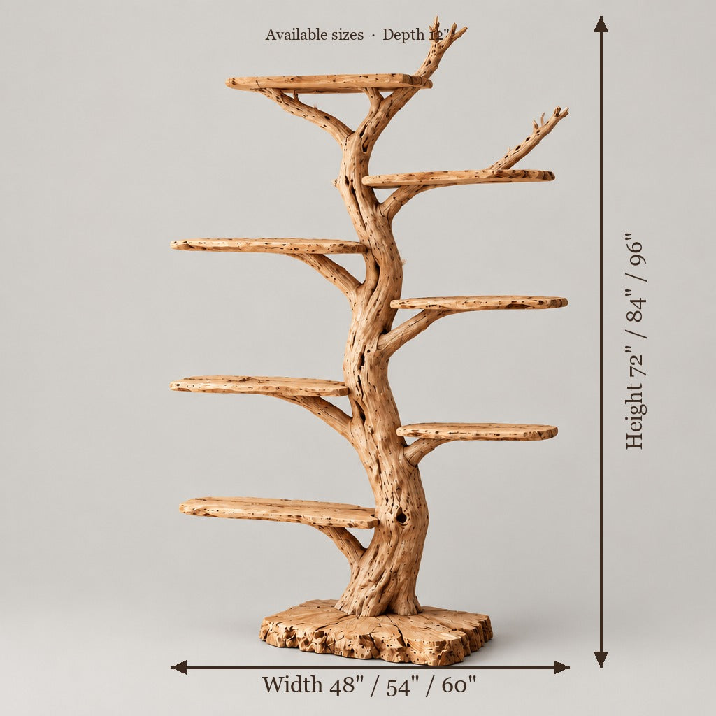 Tidewood Freestanding Tree Bookshelf size chart