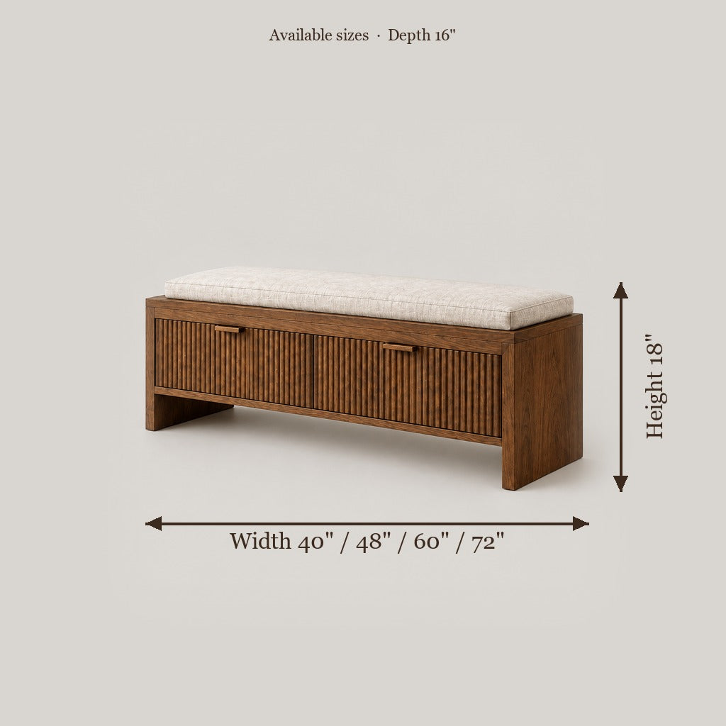 Halden Storage Entry Bench size chart