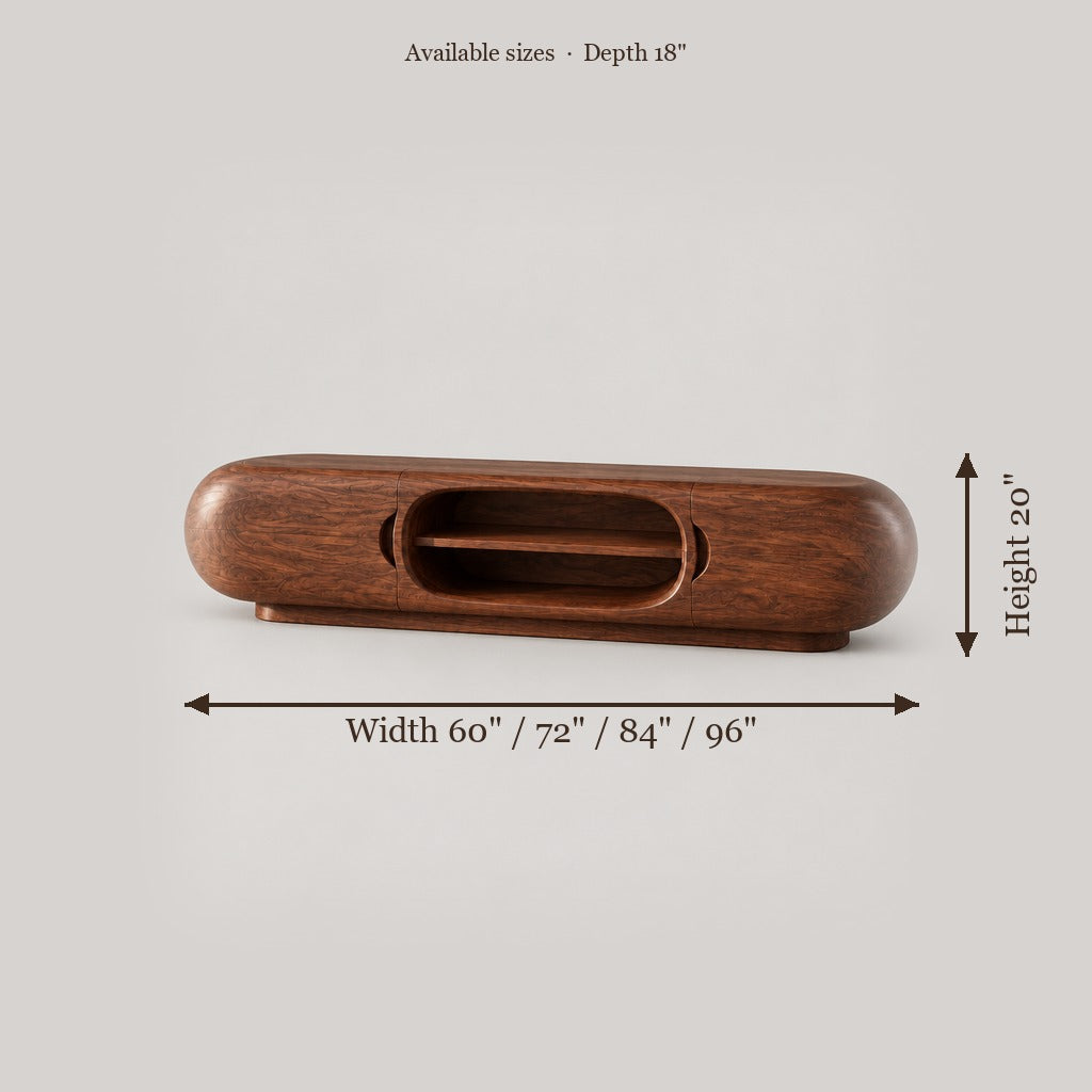 Mojave Sculpted Media Console size chart