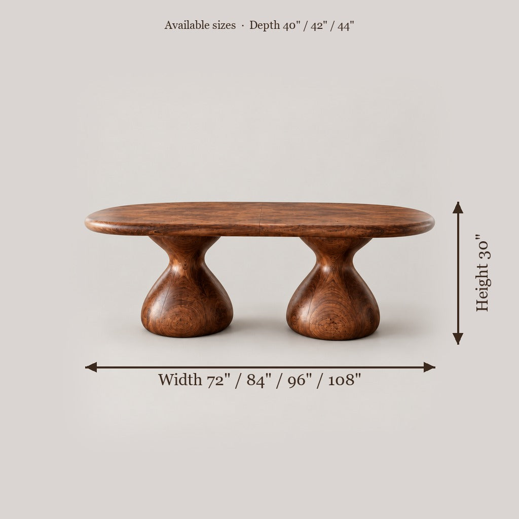 Mojave Sculpted Dining Table size chart