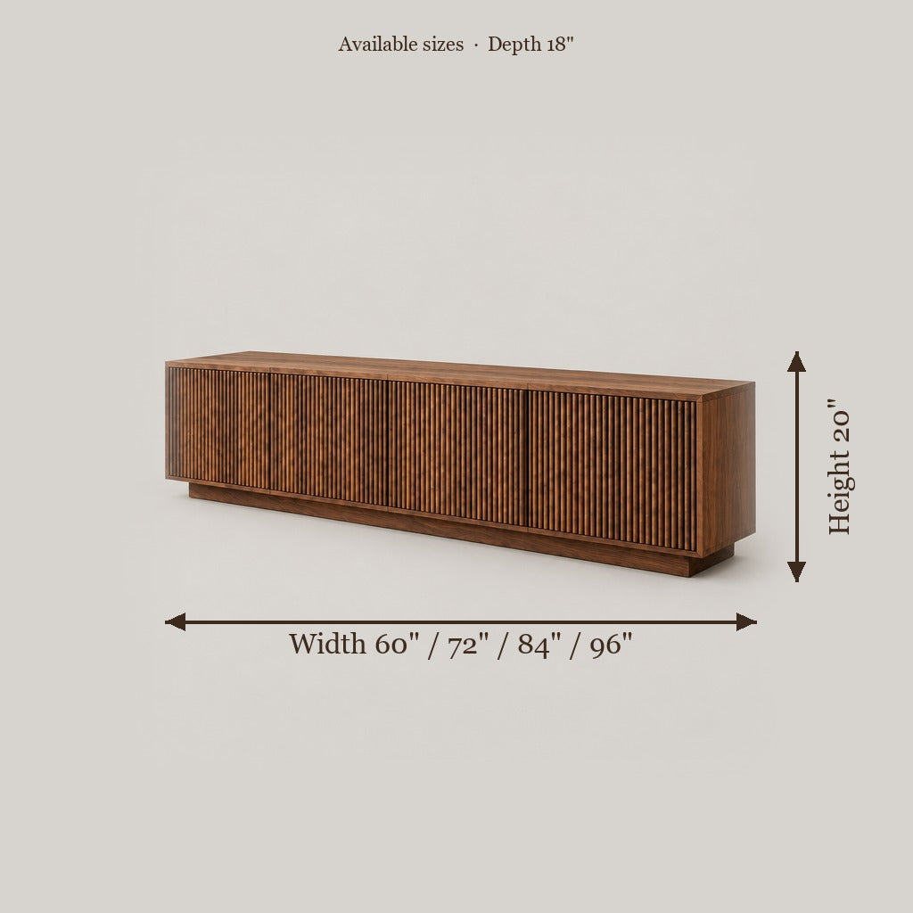 Halden Fluted Media Console size chart