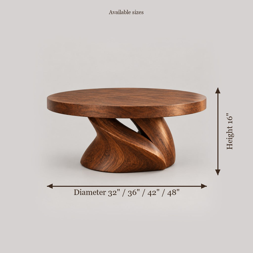 Mojave Sculpted Round Coffee Table size chart