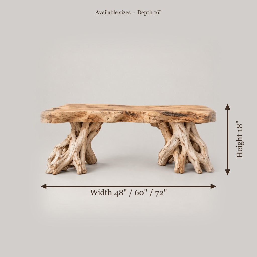 Tidewood Driftwood Entry Bench size chart