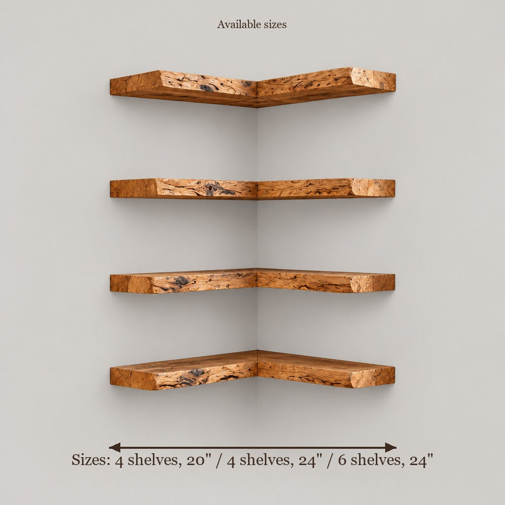 Tidewood Live-Edge Corner Shelf Set size chart
