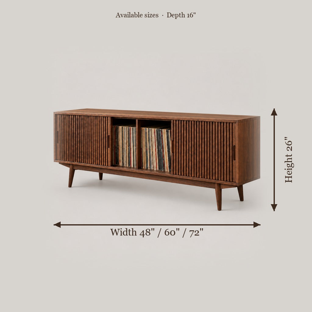 Halden Slatted Record Console size chart