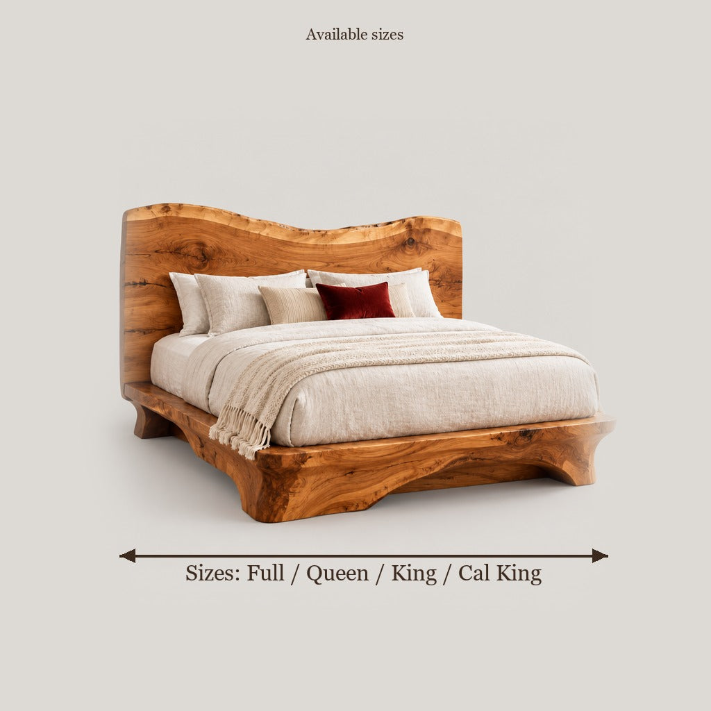 Riverbend Live-Edge Headboard Bed size chart