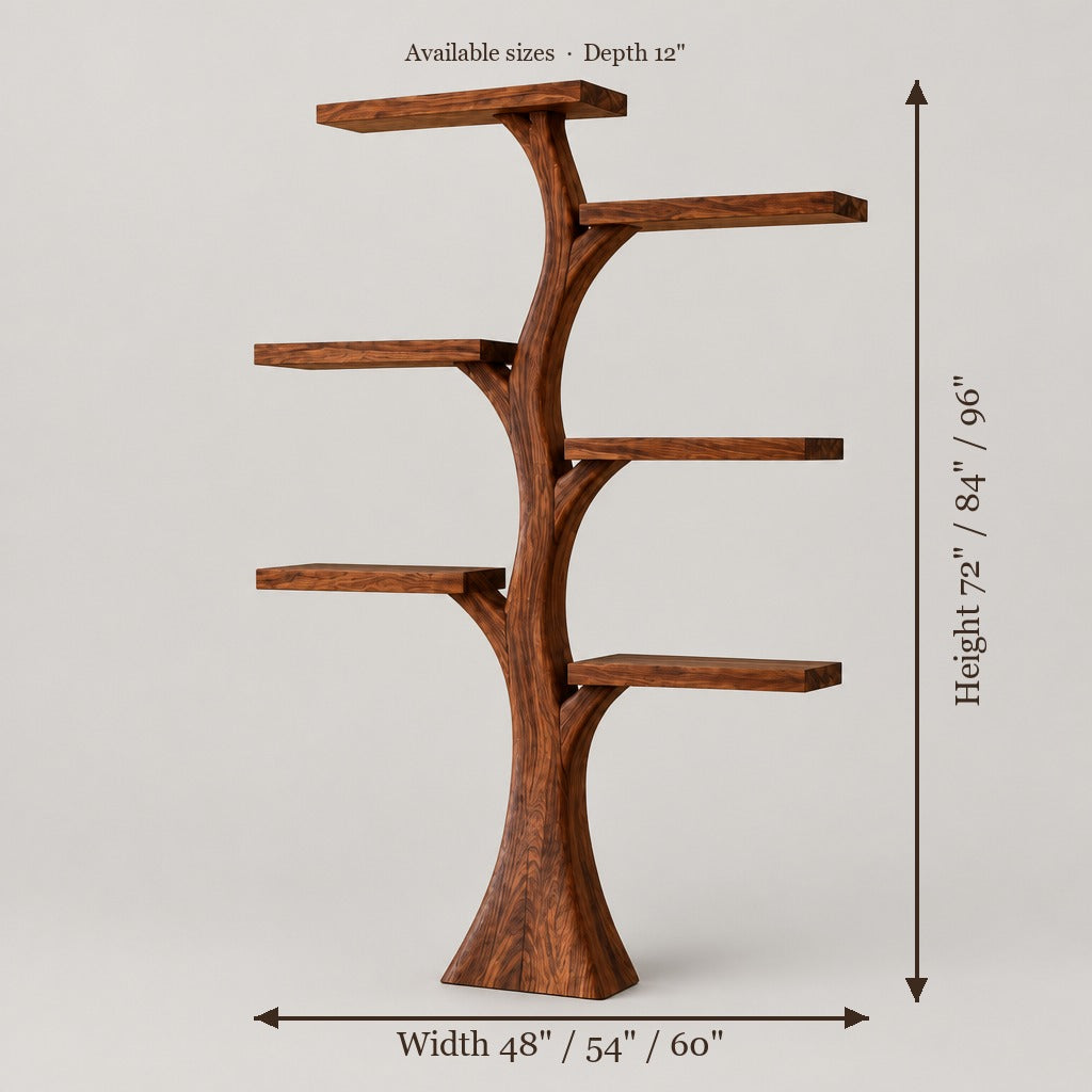 Rowan Tree Bookshelf with Light size chart